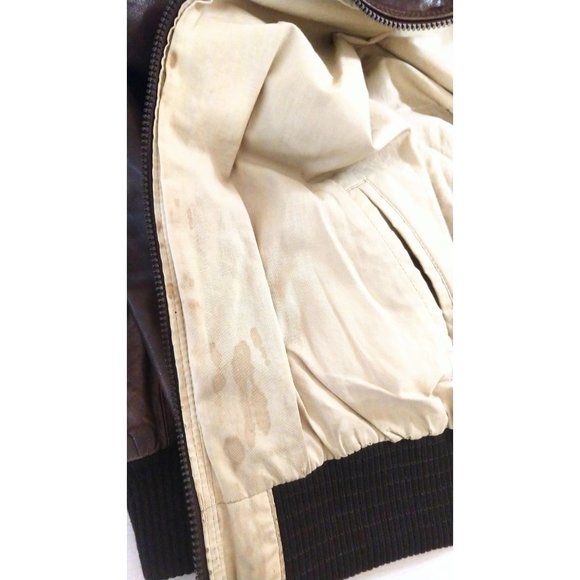 Saks Fifth Avenue mens vintage  brown leather bomber jacket - Picture 7 of 10